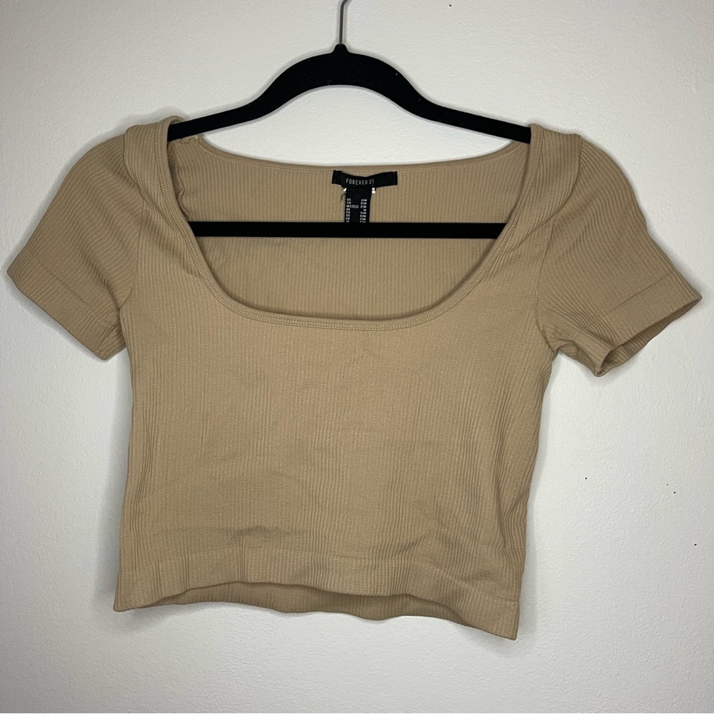 Forever 21 Nude Stretchy Square neck Crop Top